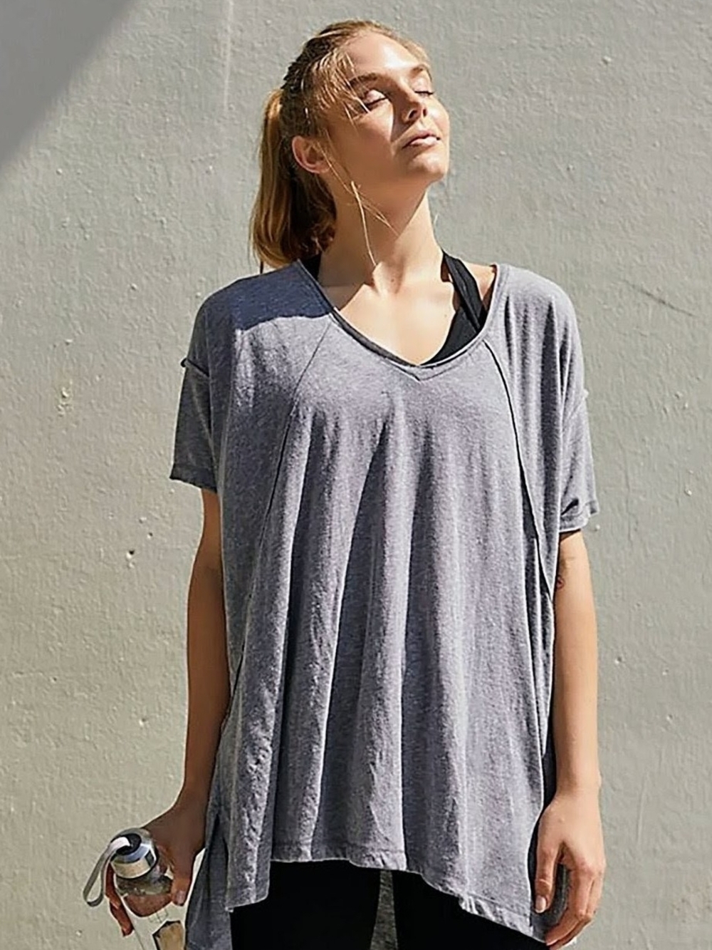 Free People FP Movement City Vibes Tunic Heather Gray Size Large